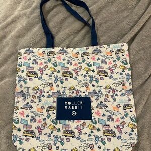 New Roller Rabbit x Target Road Trip Printed Cream Canvas Tote - Rare!